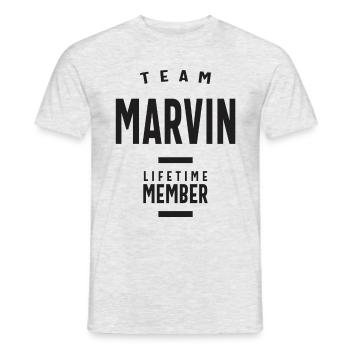 Membre à vie de l’équipe Marvin - T-shirt homme - gris chiné - Devant - AI Model Male 178 dark (178cm)