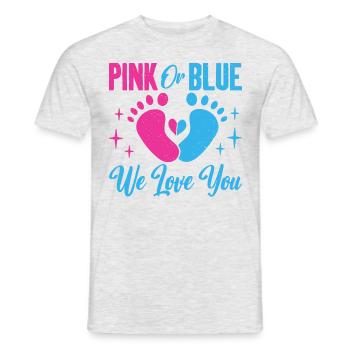 Pink or Blue We Love You Baby Gender Reveal - Men's T-Shirt - heather grey - Front - AI Model Male 178 dark (178cm)