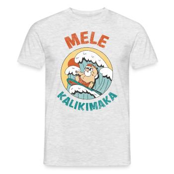 Mele Kalikimaka Hawaii Surfing Santa Claus - Men's T-Shirt - heather grey - Front - AI Model Male 178 dark (178cm)