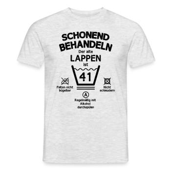 Der Alte Lappen, Schonend Behandeln 41. Geburtstag - Männer T-Shirt - Grau meliert - Vorne - AI Model Male 178 dark (178cm)