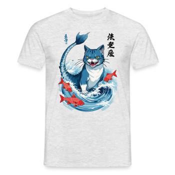 Catfish Japon Chat Esthétique Anime Streetwear - T-shirt homme - gris chiné - Devant - AI Model Male 178 dark (178cm)