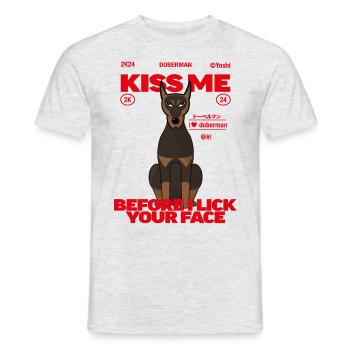 Doberman embrasse-moi avant que je te lèche - T-shirt homme - gris chiné - Devant - AI Model Male 178 dark (178cm)