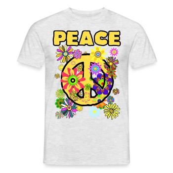 Peace 72 Flower Power Blumen - Männer T-Shirt - Grau meliert - Vorne - AI Model Male 178 dark (178cm)