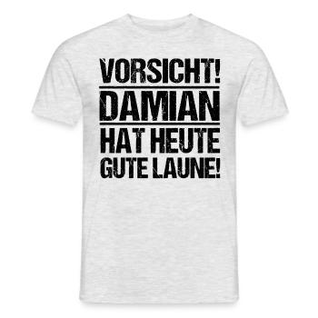 Prénom Damian - T-shirt homme - gris chiné - Devant - AI Model Male 178 dark (178cm)