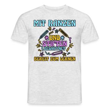 Kita Abgänger Schulanfang Schulkind Dino Einschulu - Männer T-Shirt - Grau meliert - Vorne - AI Model Male 178 dark (178cm)
