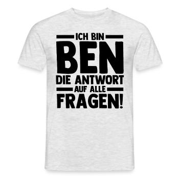 Prénom Ben - T-shirt homme - gris chiné - Devant - AI Model Male 178 dark (178cm)