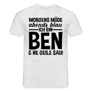 Vorname Ben - Männer T-Shirt - Grau meliert - Vorne - AI Model Male 178 dark (178cm)