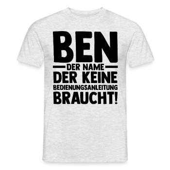 Vorname Ben - Männer T-Shirt - Grau meliert - Vorne - AI Model Male 178 dark (178cm)
