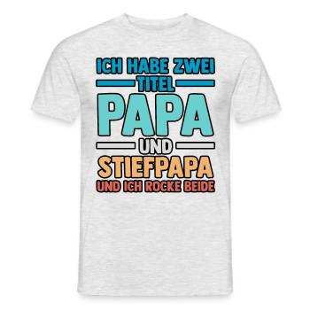 Ich Habe Zwei Titel Papa Und Stiefpapa - Männer T-Shirt - Grau meliert - Vorne - AI Model Male 178 dark (178cm)