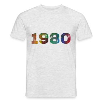 Millésime 1980 - T-shirt homme - gris chiné - Devant - AI Model Male 178 dark (178cm)