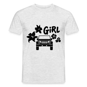 Frau mit Geländewagen - Männer T-Shirt - Grau meliert - Vorne - AI Model Male 178 dark (178cm)