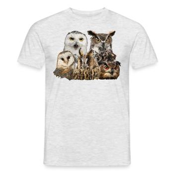 Eulen - Männer T-Shirt - Grau meliert - Vorne - AI Model Male 178 dark (178cm)