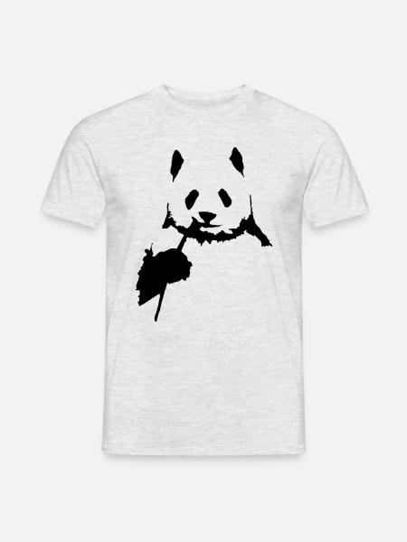 Cooler & lustiger Peeking Pandabär Wasserfarben - Männer T-Shirt - Grau meliert