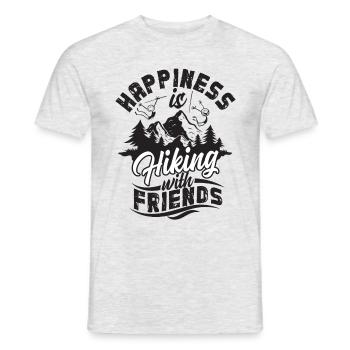 Happiness is hiking with friends funny hiking meme - Men's T-Shirt - heather grey - Front - AI Model Male 178 dark (178cm)