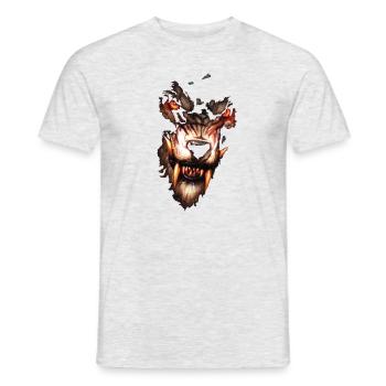 Fierce Wolf Head Design - Männer T-Shirt - Grau meliert - Vorne - AI Model Male 178 dark (178cm)