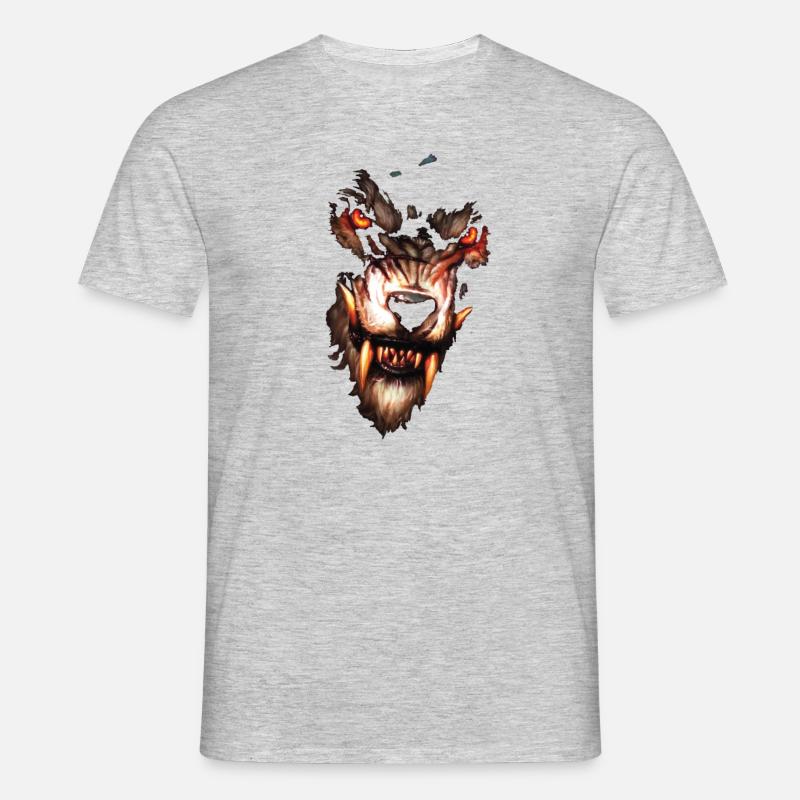 Fierce Wolf Head Design - Männer T-Shirt - Grau meliert
