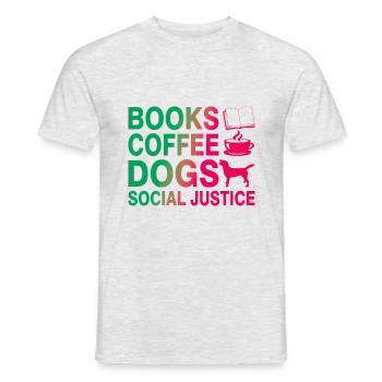 Livres et café et chiens et justice sociale - T-shirt homme - gris chiné - Devant - AI Model Male 178 dark (178cm)