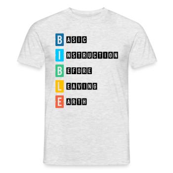 Introduction biblique de base avant de quitter la terre - T-shirt homme - gris chiné - Devant - AI Model Male 178 dark (178cm)