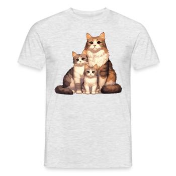 Famille de chats - T-shirt homme - gris chiné - Devant - AI Model Male 178 dark (178cm)