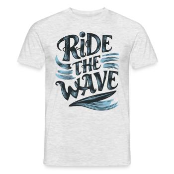 Ride the Wave Surfing Surfboard Summer Holiday - Men's T-Shirt - heather grey - Front - AI Model Male 178 dark (178cm)