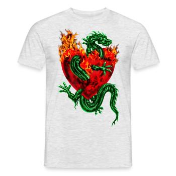 Fireheart Dragon Tatoo / Fire Heart Dragon Tattoo - Men's T-Shirt - heather grey - Front - AI Model Male 178 dark (178cm)