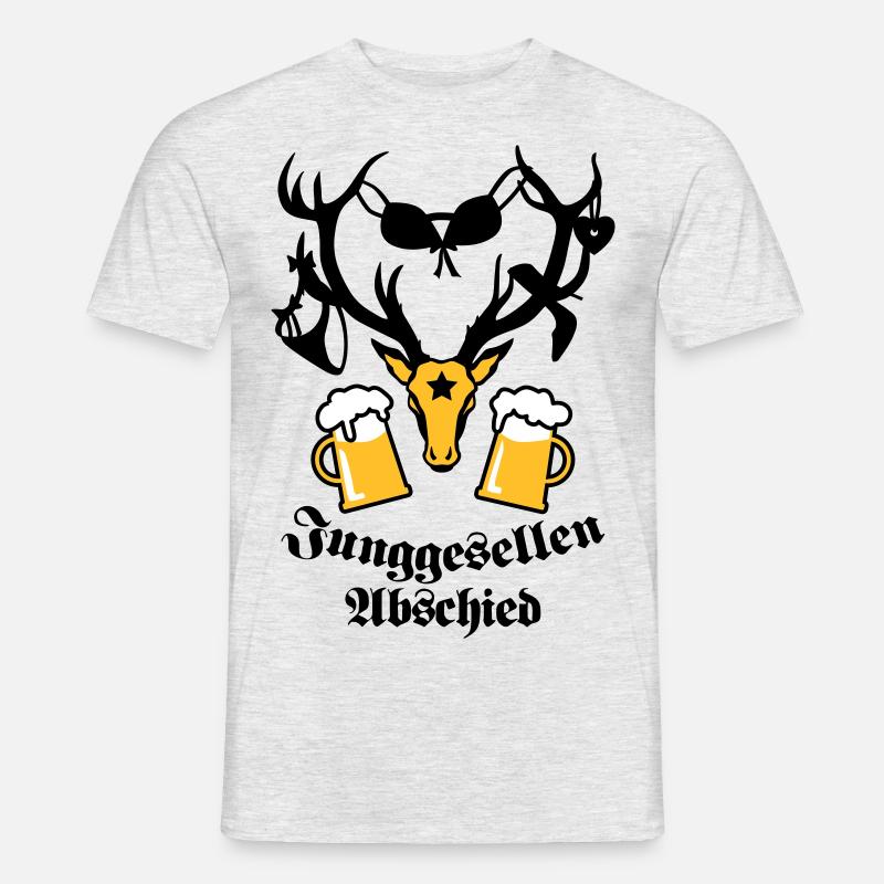 Hirsch mit Beute JGA Mass Bier 3c b - Männer T-Shirt - Grau meliert