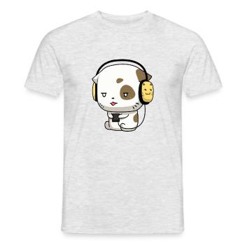 Mignon chat Kawaii Musical Headphones Musique - T-shirt homme - gris chiné - Devant - AI Model Male 178 dark (178cm)