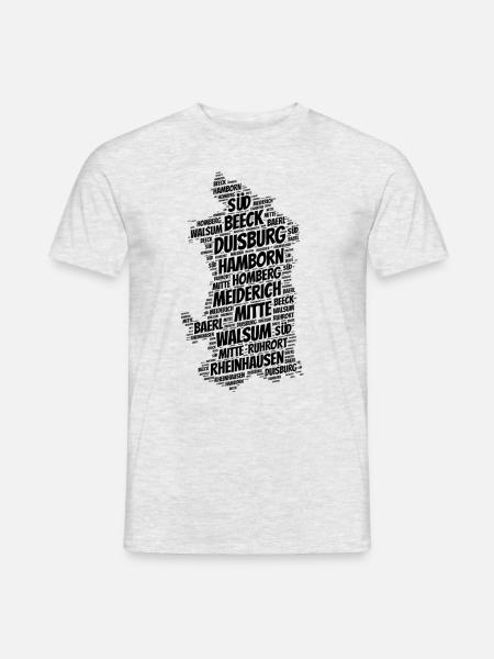 Duisburg Umriss - Stadt Bezirke Beeck Rheinhausen - Männer T-Shirt - Grau meliert