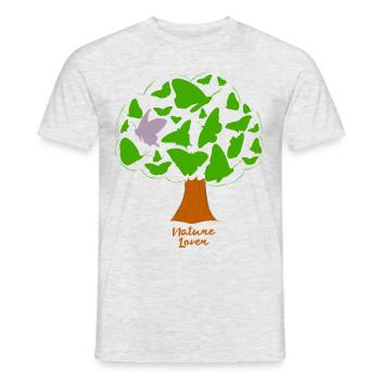 Nature Lover Tree Butterfly Nature lover - Men's T-Shirt - heather grey - Front - AI Model Male 178 dark (178cm)