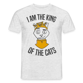 Katzenkoenig fuer Katzenliebhaber - Männer T-Shirt - Grau meliert - Vorne - AI Model Male 178 dark (178cm)