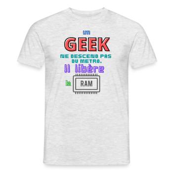 Un Geek (Metro/RAM) - T-shirt homme - gris chiné - Devant - AI Model Male 178 dark (178cm)