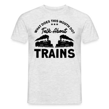 Modellbahn Zug Lokomotiven Geschenk - Männer T-Shirt - Grau meliert - Vorne - AI Model Male 178 dark (178cm)