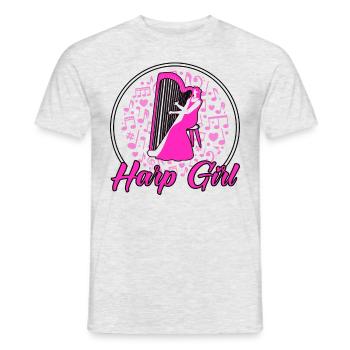 Harpiste Harp Girl Cadeau - T-shirt homme - gris chiné - Devant - AI Model Male 178 dark (178cm)