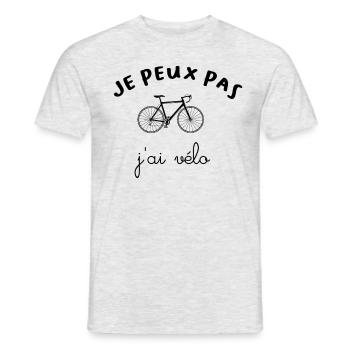 Je peux pas j'ai velo - T-shirt homme - gris chiné - Devant - AI Model Male 178 dark (178cm)