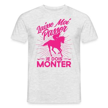 Cadeau d’équitation Rider Horses - T-shirt homme - gris chiné - Devant - AI Model Male 178 dark (178cm)