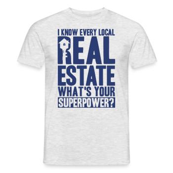 Real estate Sell house Real estate sale Geschen - Men's T-Shirt - heather grey - Front - AI Model Male 178 dark (178cm)