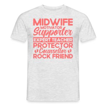 Sage-femme LD Travail Obstétricien Cadeau - T-shirt homme - gris chiné - Devant - AI Model Male 178 dark (178cm)
