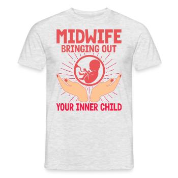 Midwife LD Work Obstetrician Gift - Men's T-Shirt - heather grey - Front - AI Model Male 178 dark (178cm)