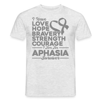 Sensibilisation à l’aphasie Aphasie Survivor Gray - T-shirt homme - gris chiné - Devant - AI Model Male 178 dark (178cm)