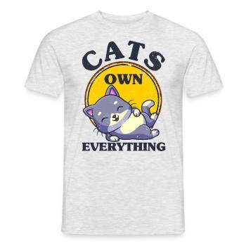 Katzeneltern Katze Katzen Sprüche Geschenk - Männer T-Shirt - Grau meliert - Vorne - AI Model Male 178 dark (178cm)