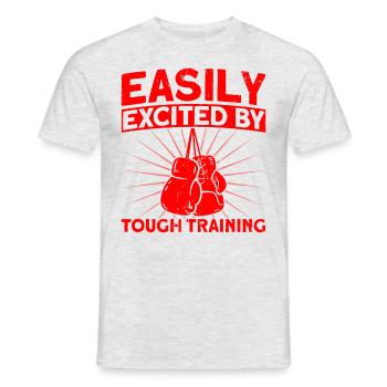 Facilement excité par un cadeau de boxe d’entraînement dur - T-shirt homme - gris chiné - Devant - AI Model Male 178 dark (178cm)