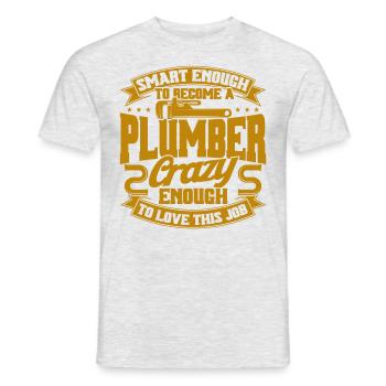 Assez fou pour aimer ce travail de plombier - T-shirt homme - gris chiné - Devant - AI Model Male 178 dark (178cm)