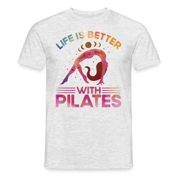 Pilates La vie est meilleure avec le cadeau Pilates - T-shirt homme - gris chiné - Devant - AI Model Male 178 dark (178cm)