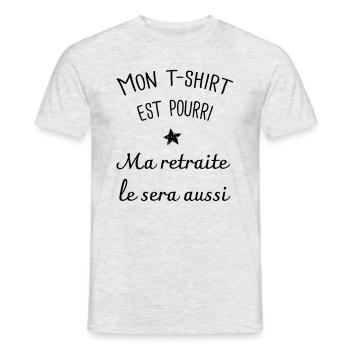 Ma retraite sera pourrie - T-shirt homme - gris chiné - Devant - AI Model Male 178 dark (178cm)