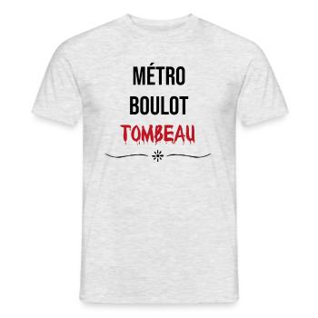 Métro boulot tombeau - T-shirt homme - gris chiné - Devant - AI Model Male 178 dark (178cm)