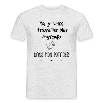 travailler dans mon jardin - T-shirt homme - gris chiné - Devant - AI Model Male 178 dark (178cm)