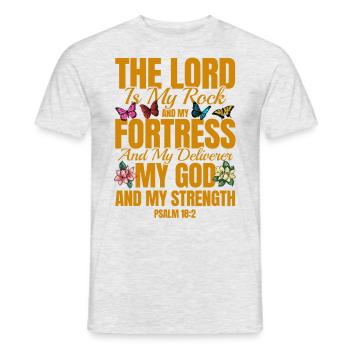 Religious Inspirational Bible Verse Gift - Men's T-Shirt - heather grey - Front - AI Model Male 178 dark (178cm)