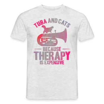Tuba Tuba und Katzen Geschenk - Männer T-Shirt - Grau meliert - Vorne - AI Model Male 178 dark (178cm)