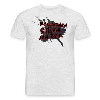 Bescheiden sittsam rein Spruch Poesie - Männer T-Shirt - Grau meliert - Vorne - AI Model Male 178 dark (178cm)