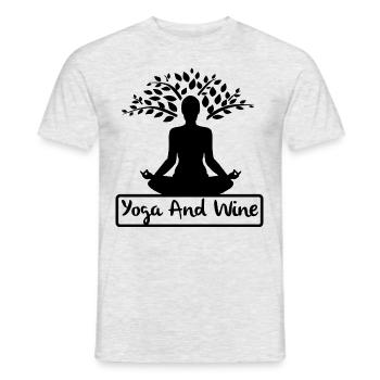 Yoga et vin Yoga amusant pour les femmes - T-shirt homme - gris chiné - Devant - AI Model Male 178 dark (178cm)